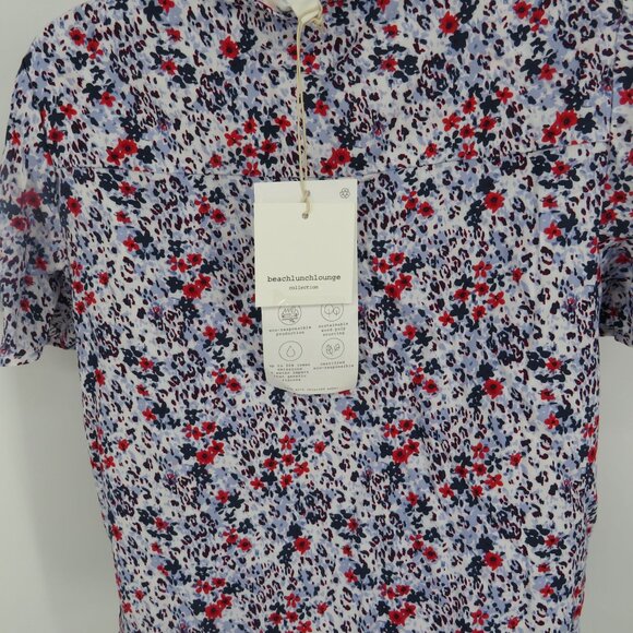 Beach Lunch Lounge XS Floral Button Front Short Sleeve Tie Hem Blouse NWT $50 - Picture 6 of 6